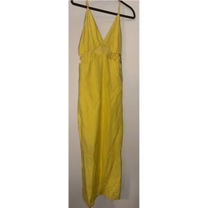 Future Collective by Jenee Naylor Yellow Linen Blend Cutout Midi Dress Size 10